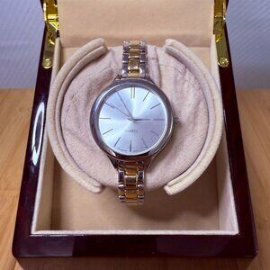 LB Ladies' Two Tone Large Dial Minimalist Watch, 40mm
